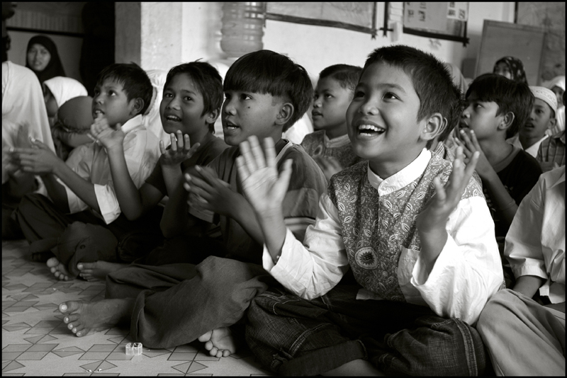 Children at an orphanage in Banda Aceh during the morning class