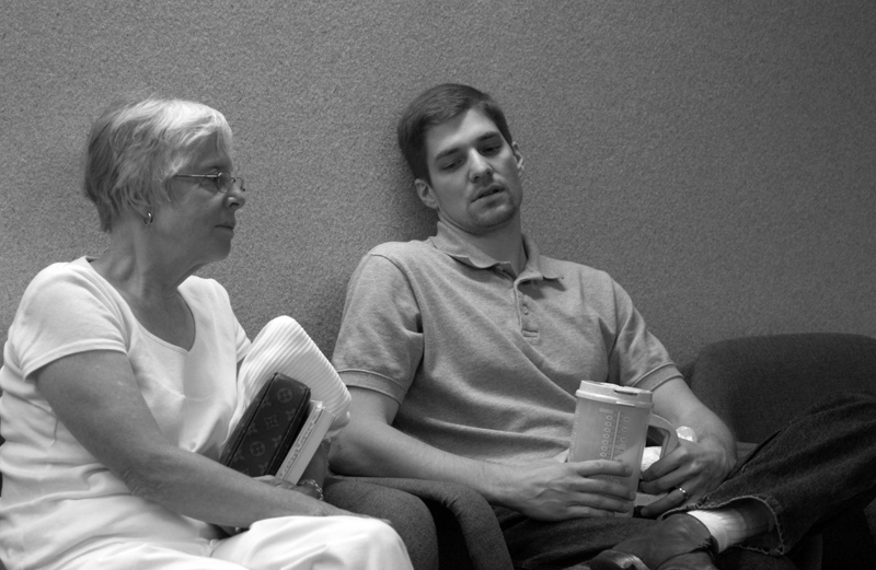 Steven and his mother waiting for the first interview with the Doctor.