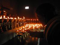 Butter cup lamps during the Tibetan prayer