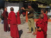Policeman captures a photo of young monk and Nuns in the Tawang Monastery