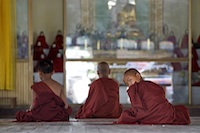 young monks study in one of Mandalay's temples