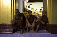 Young monks share a joke