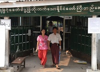 Voter leaving polling station, Rangoon Burma