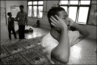 A boy calls out for Allah, just before the boys will do their midday prayer at an orphanage in Banda Aceh Indonesia