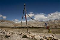 Lobas still believe earth is flat. This picture is a glimpse of the region and locals religious affinity that shows prayer flags.