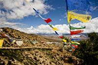 Tibetan prayer flags are almost pass on the route to every various villages in the region.