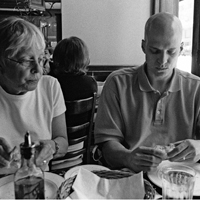 Steven and his mother having lunch after hearing that the stem cell transplant failed.